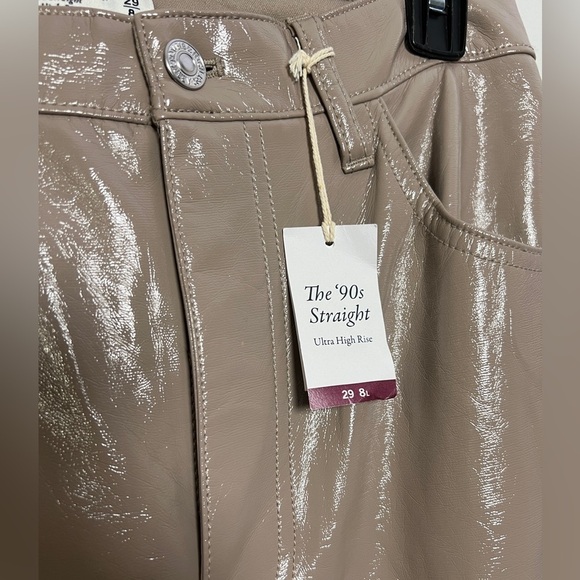 Abercrombie & Fitch 90s Straight Ultra High Rise Vegan Leather Pants - Picture 2 of 6